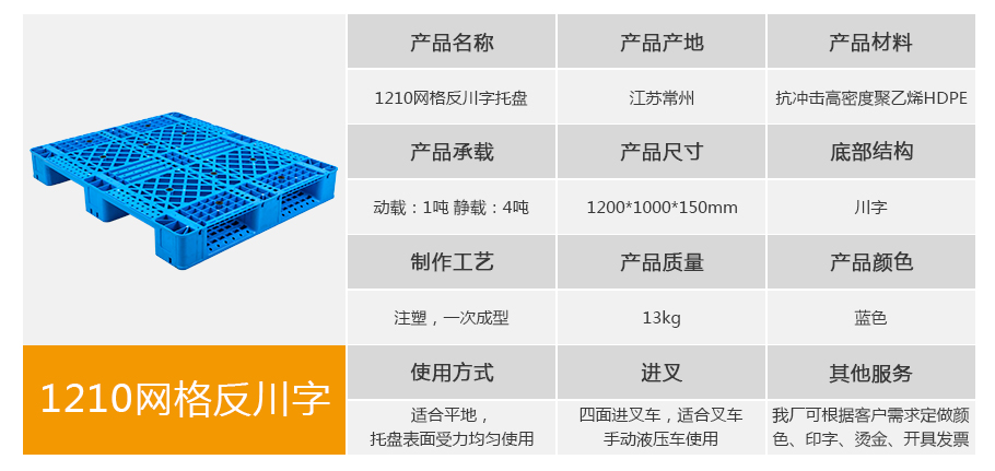 名贯彩票1210网格反川字塑料托盘