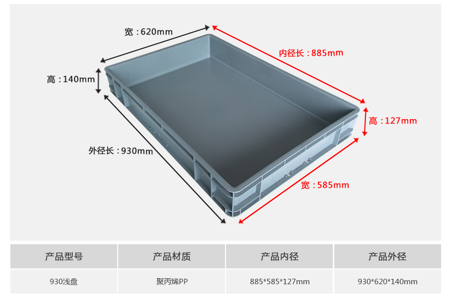 名贯彩票930浅盘塑料物流箱