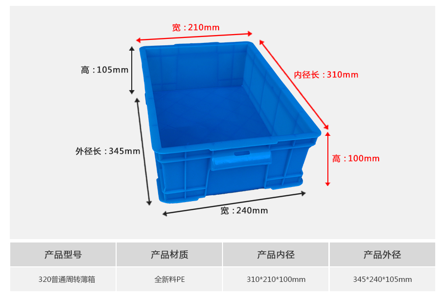 名贯彩票320塑料周转箱薄箱